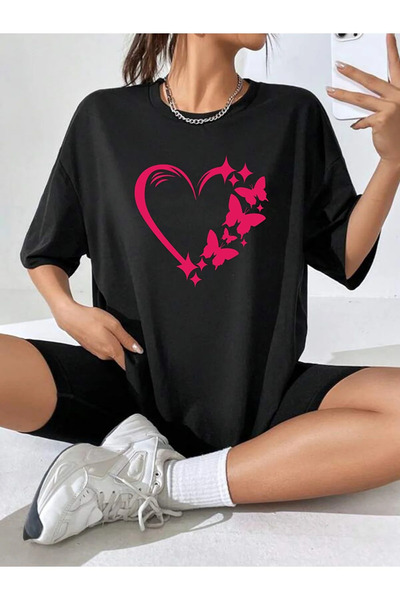 Pink Sky Μπλουζάκι με στάμπα PINK BUTTERFLY HEART