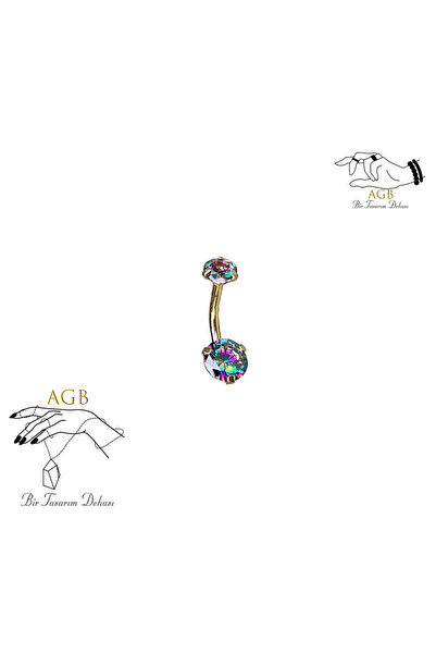 agbtasarım ZİRKON TAŞLI "SINGLE", "LOWER", "DOUBLE" ALTIN RENGİ GÖBEK PİERCİN...