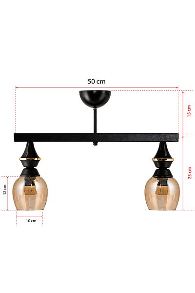 DEDE DOUBLE UFO PENDANT LIGHT CHANDELIER WITH BLACK HONEY COLOR GLASS
