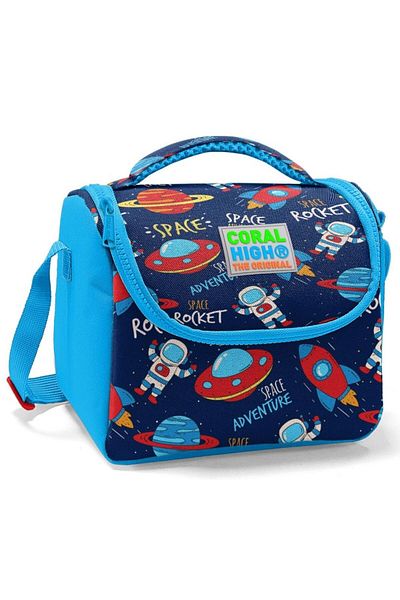 Coral High Cutie de prânz cu model spațial albastru bleumarin - băiat
