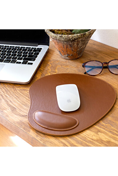 OttoAngelino Mousepad din piele ovală Londo - Suport pentru încheietura mâinii - Burete relaxant