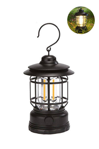 Sore Retro Su Geçirmez Şarjlı Kamp Lambası Taşınabilir Dekoratif Fener