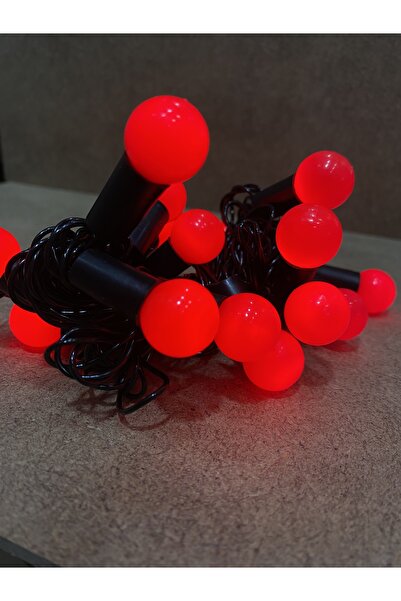 Led 5 Metre Top Işık Kırmızı Renk 20 Adet Toplu Siyah Kablolu Yılbaşı Oda Süs...