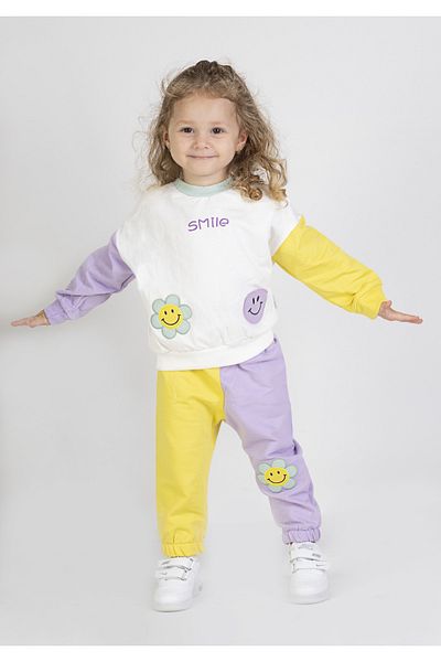 Harika KIDS Baby Girl & Child Two Thread Fabric Medium Thickness Embroidered Knitted Basic Tracksuit Set