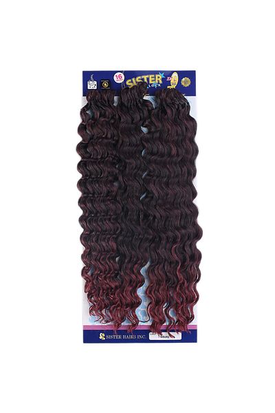 KONAK PERUK Afro Sister Wave - Hair Black and Red Ombreli, 1B/BG