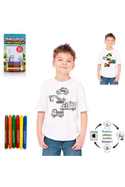 paint-wear Dinazor Ailesi Boyama Çocuk T-shirt 7-8 Yaş Trend