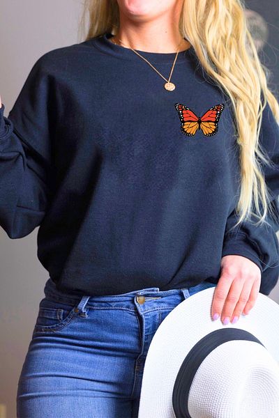 Rokeby Φούτερ Unisex Cotton Oversize με στάμπα με πεταλούδα Navy Blue