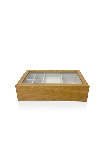 The Mia MIA0022 Wooden Jewelry Box 6 Compartments 34x19x8 Cm