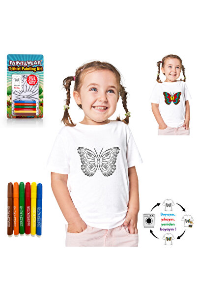 paint-wear Kelebek Boyama T-shirt 7-8 Yaş