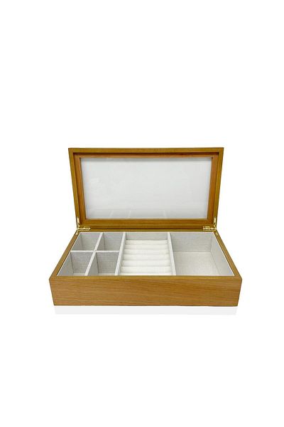 The Mia MIA0022 Wooden Jewelry Box 6 Compartments 34x19x8 Cm
