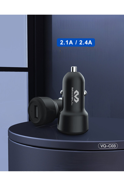 miccell شاحن سيارة سلكي سريع بمنفذ USB مزدوج من النوع C بقوة 2.4 أمبير
