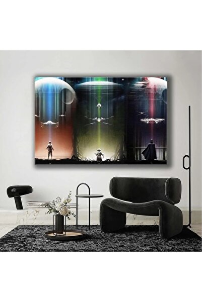 CANVASUM Star Wars Üçlemesi Savaş Gemileri Gezegenler Yoda Han Solo Darth Wader Kanvas Tablo AR030246