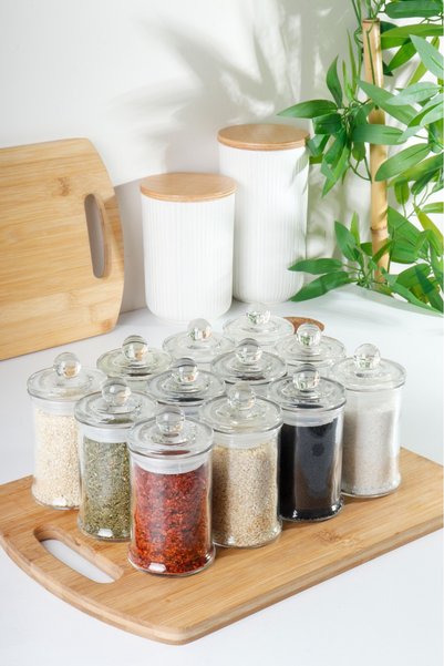 HOMENIVA 12 Pieces Glass Spice Jar with Vacuum Lid 150 ml