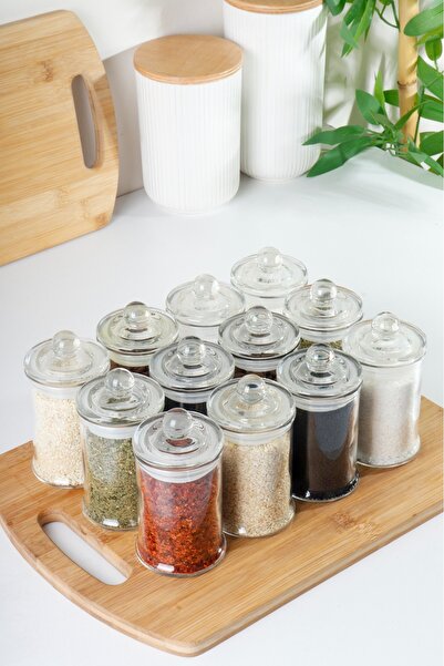 HOMENIVA 12 Pieces Glass Spice Jar with Vacuum Lid 150 ml