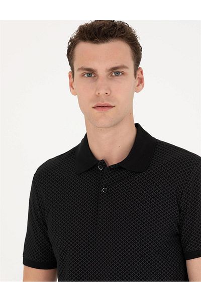 Pierre Cardin Μαύρο μπλουζάκι με λαιμόκοψη Polo Slim Fit
