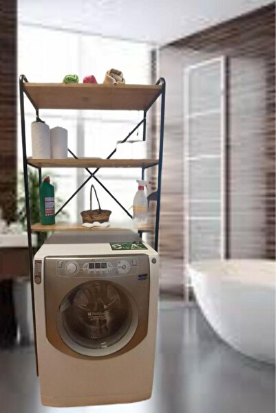 met35 _3 Raflı Metal Banyo Düzenleyici Metal Banyo Rafı Çamaşır Makinası Üstü...