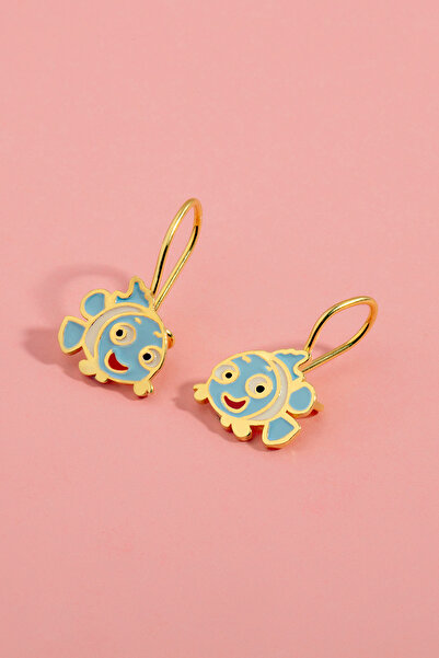 Feays Silver 925 Ayar Gümüş Mineli Balık Figürlü Çocuk Küpesi