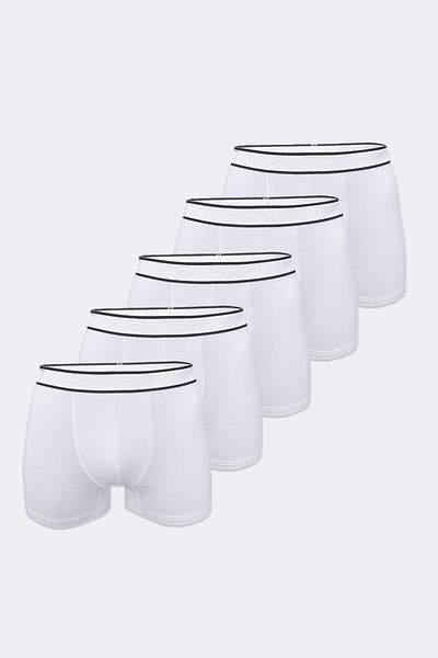 Malabadi Ανδρικό Λευκό 5 Πακέτο Cotton Elastane Boxer 5m075