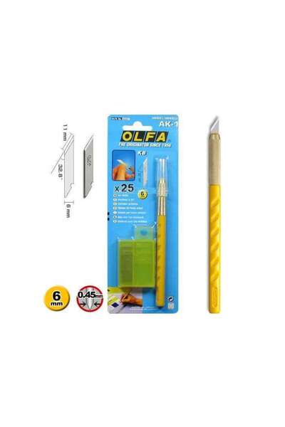 Olfa Ak-1 Kretuar Sanat Bıçağı + 25 Yedek