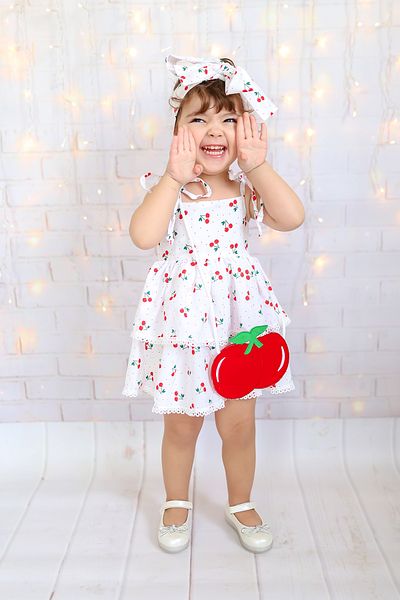 Delfini kids Rochie pentru fete cireși cu geantă și bentiță