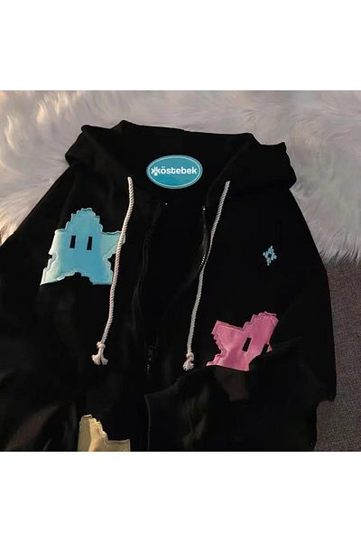 Köstebek Суитшърт с качулка Patch Stars от дебел плат