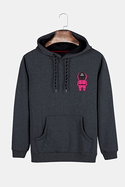 Terapi Men Hanorac cu glugă unisex antracit-violet cu imprimeu Squid Game