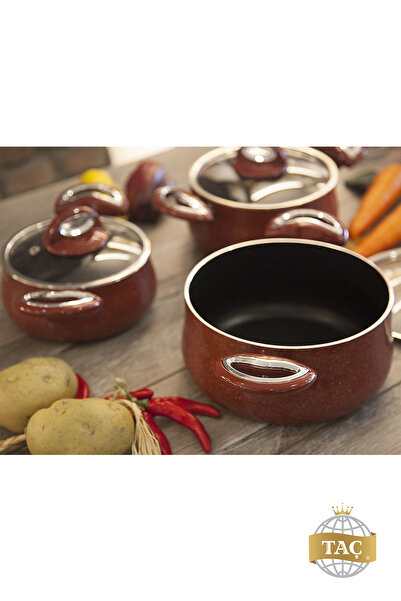 Taç Titan Granite 6 Piece Casserole and Pot Set Red