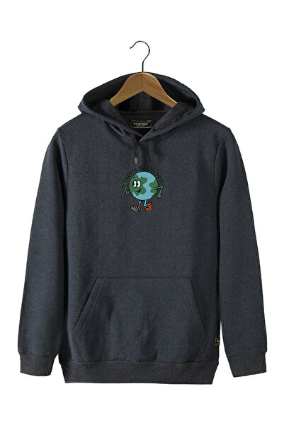 Terapi Men Unisex Smoked Hooded Front Earth Φούτερ με στάμπα με λεπτή εφαρμογ...