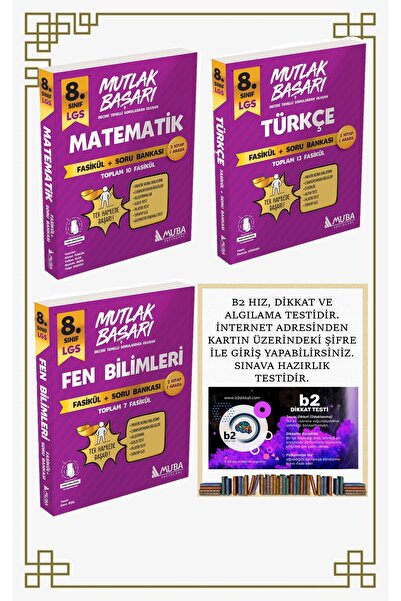 Muba Yayınları 8.SINIF MUTLAK BAŞARI TÜRKÇE-FEN BİLİMLERİ-MATEMATİK FASİKÜL+S...