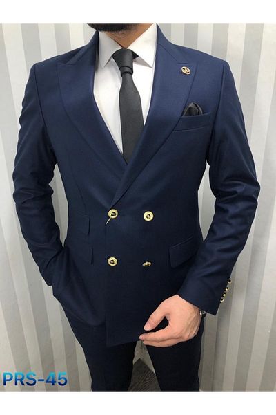 MASSARO Double Breasted Slim Fit Men's Suit