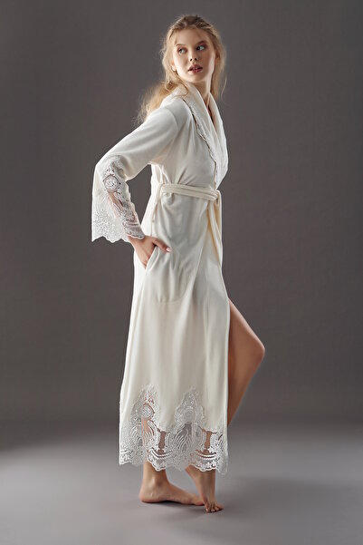Nuşa Lace Niki Velvet Bamboo Cotton Dressing Gown