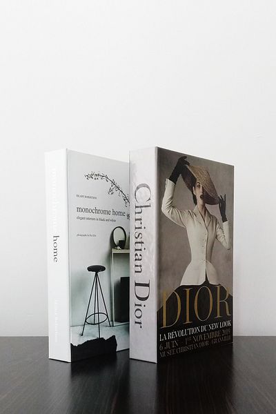 BayCazip 2 Pack Decorative Book Box Look Monochrome Home & Dior Hat Woman Themed