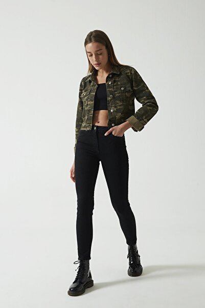 DRC trend Pedro Жіночі чорні джинси з високою талією, вузькими штанинами, ела...