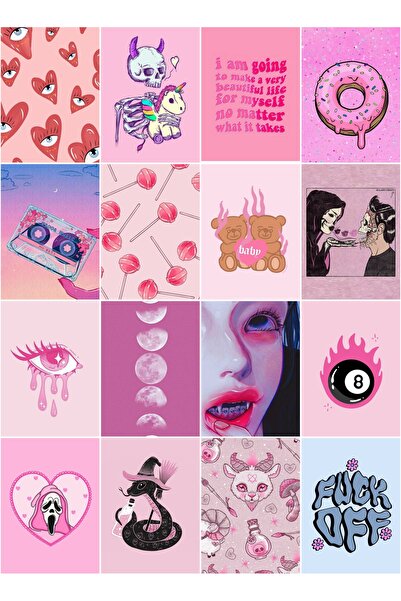 owl bag Estetski set od 16 naljepnica sa ružičastim figurama