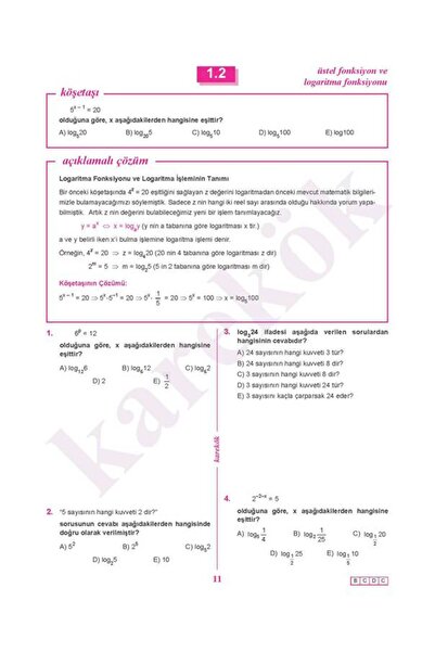 Karekök Yayınları AYT Logaritma-0 Konu Anlatımlı Çözümlü Soru (Logaritma'm Sıfır Diyenlere)