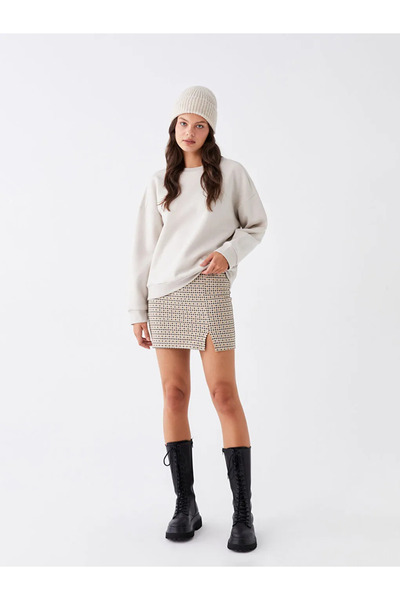 LC Waikiki LCW Casual Ekstra Dar Fit Ekose Kadın Tüp Etek