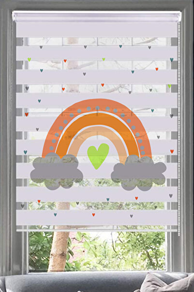 Lotus Turuncu Gökkuşağı Zebra Stor Perde-Brillant- Çocuk Odası-Bebek-Anasınıf...