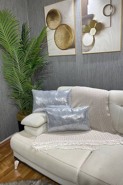 Paris Life Sequined Throw Pillow Case - Silver