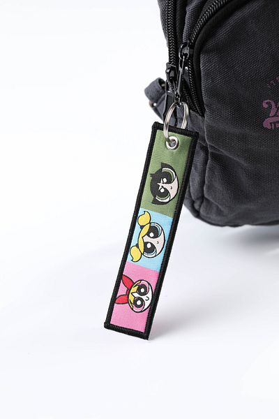 gokmentoy Powerpuff Girls Double Sided Woven Fabric Keychain