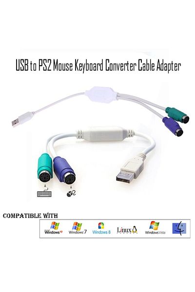 Derwell Ps2 USB Conversion Converter - Converts Old Keyboard Mouse to USB Input Cable