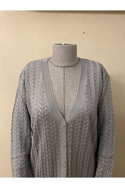 TEK Mercerized Long Mother Cardigan/ Gray