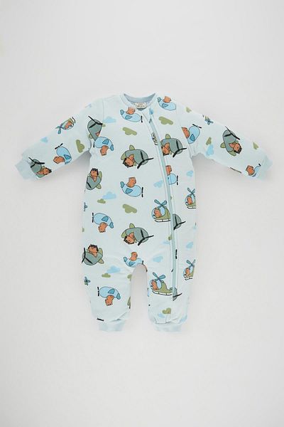 DeFacto Baby Boy Newborn 2;5 Tog Fiber Safari Printed Combed Cotton Jumpsuit