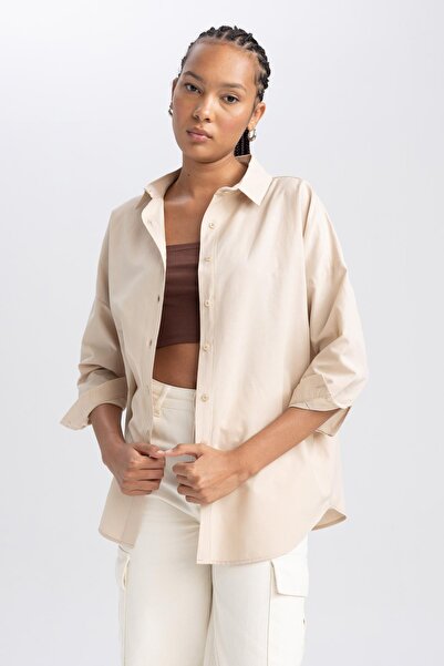 DeFacto Poplin inggallér Oversize tunika - hosszú ujjú