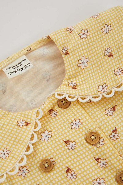 DeFacto Baby Girl Floral Long Sleeve Twill Dress