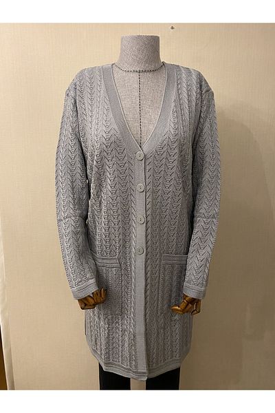 TEK Mercerized Long Mother Cardigan/ Gray