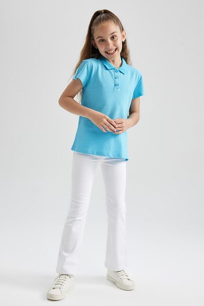 DeFacto Rotes Polo-Schul-T-Shirt für Mädchen – Baumwolle, kurze Ärmel