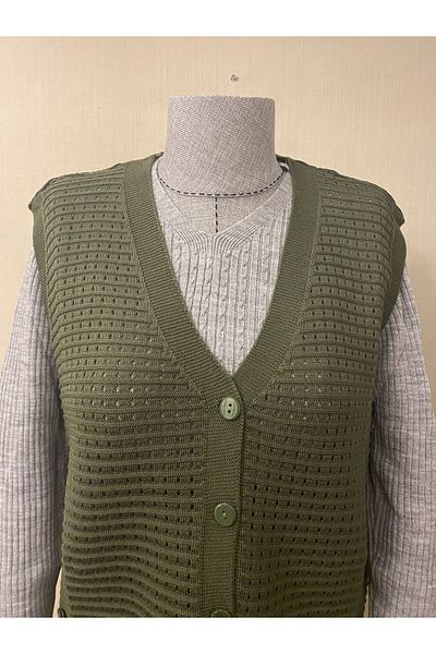 TEK Bamboo Knit Mercerized Mother Vest / Khaki Green