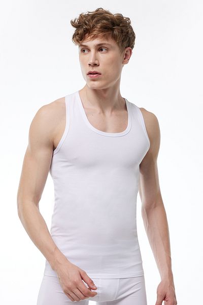 Malabadi Ανδρικό λευκό 2 πακέτο Cotton Elastane Rambo Athlete Singlet 094