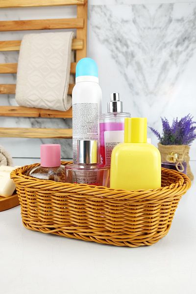 Digithome Rattan Bath and Makeup Organizer Καλάθι Οβάλ Ψωμί 24 εκ. Καφέ - Yk1447 C320.025