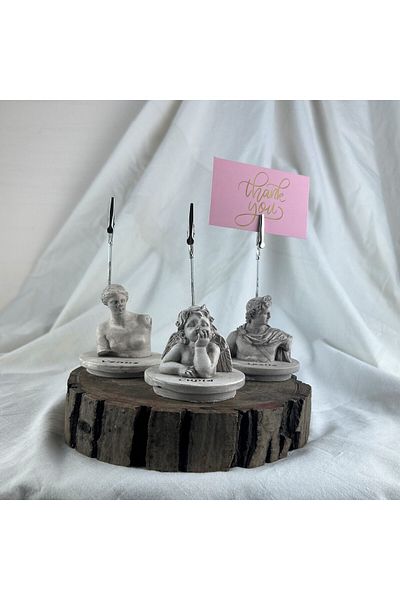 oasis decoration Mink Antique Venus, Cupid (Angel) and Apollo Pedestal Sculpture 3-Piece Note Holder Set, Photo Holder